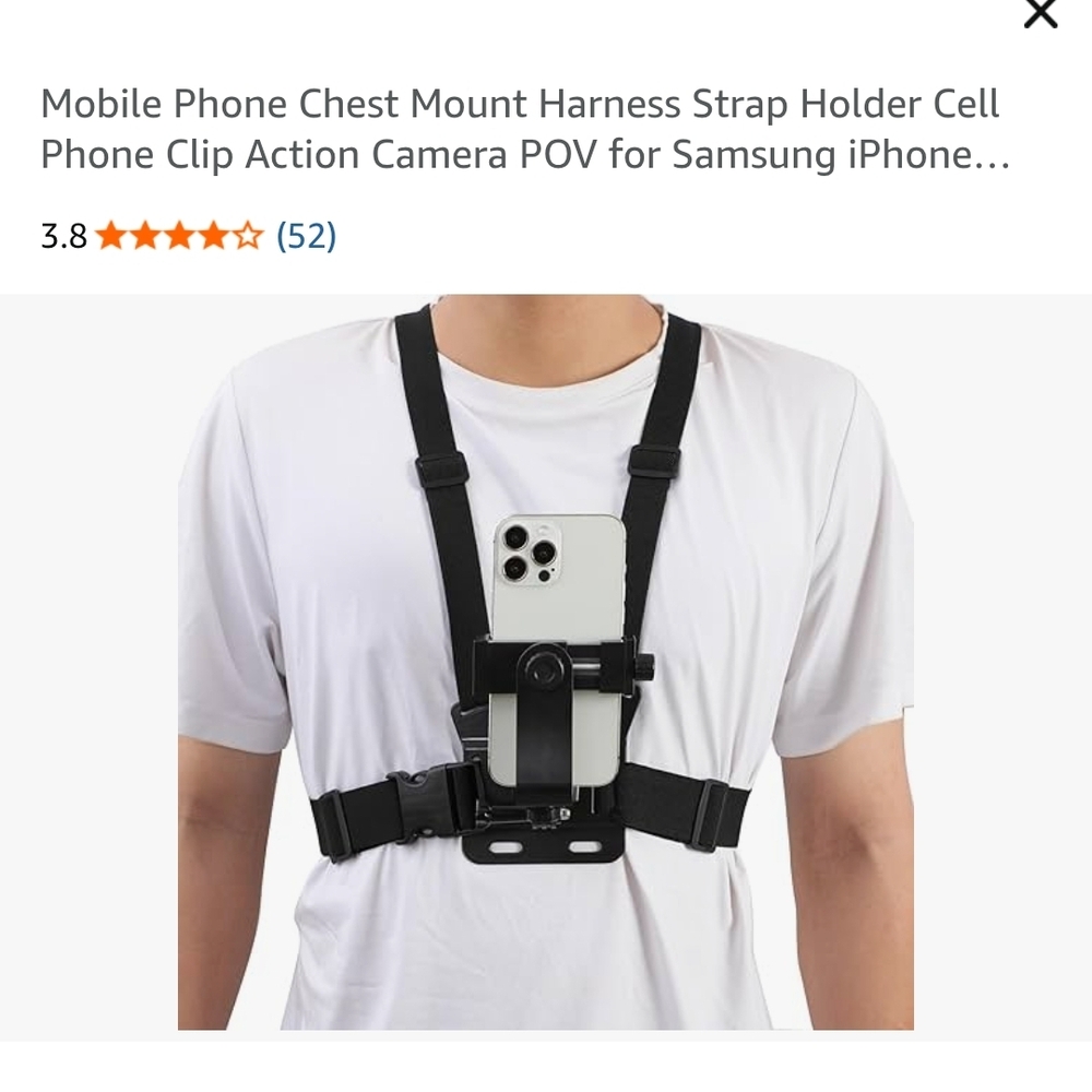 Black Chest Mount Harness for Smartphones